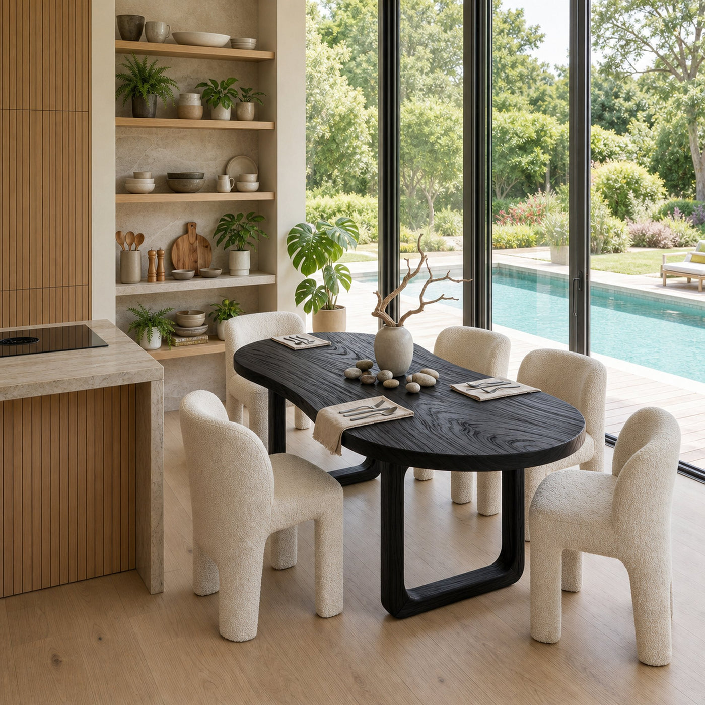 Tropical Oval Dining Room Table For Poolside Room - product view 4