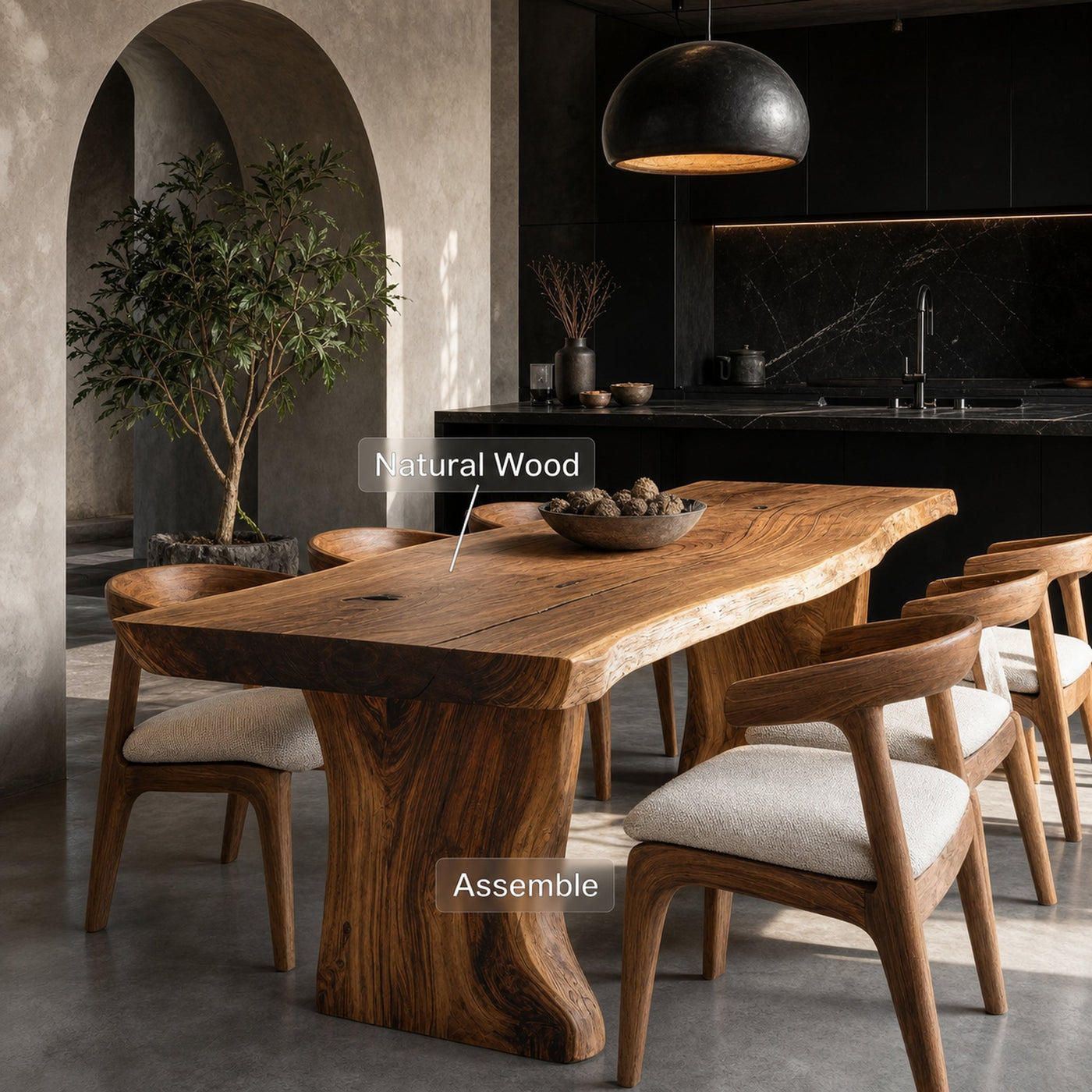 Wabi Sabi Handcrafted Dining Table For Dining Room - product view 6