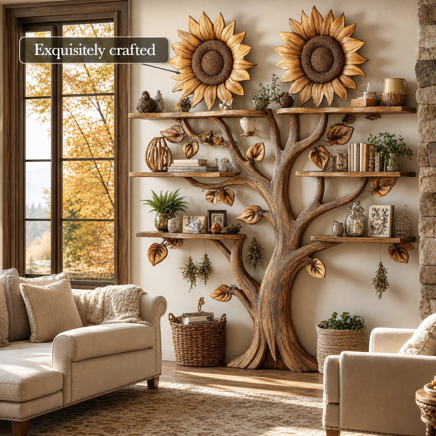 Wall Mount Floating Shelf Wood Tree Bookshelf - product view 6
