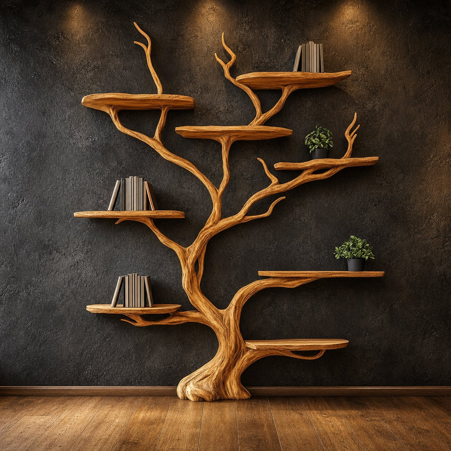 Wall Mounted Tree Shelf Natural Wood Unique Gift