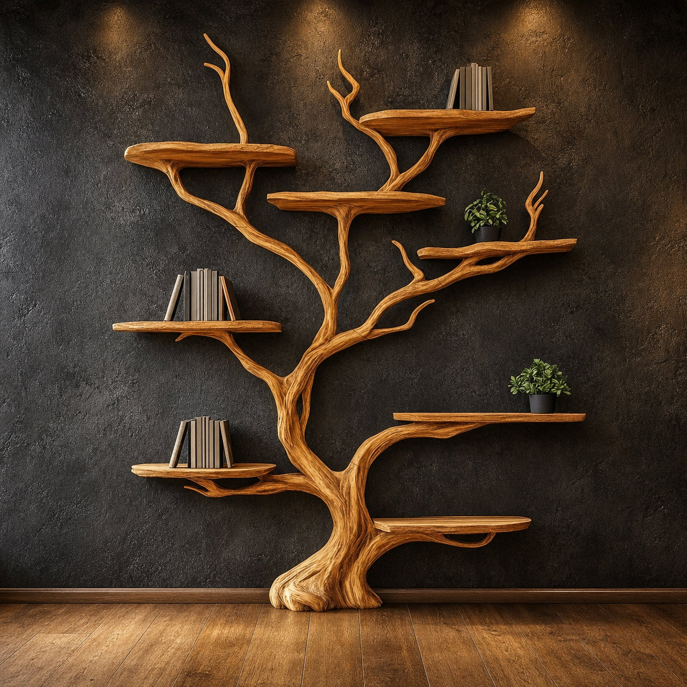 Wall Mounted Tree Shelf Natural Wood Unique Gift