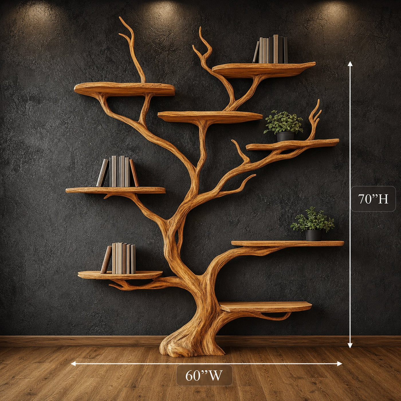 Wall Mounted Tree Shelf Natural Wood Unique Gift - product view 8