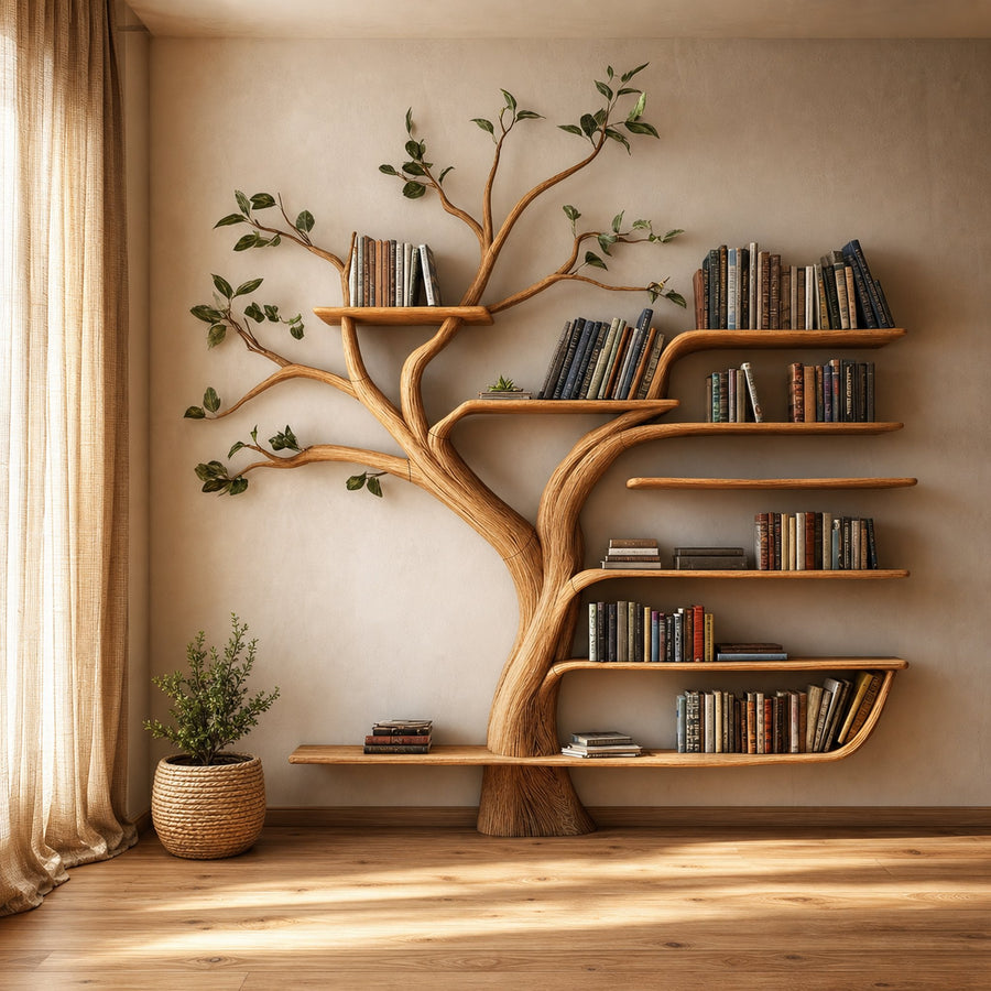 Wall Shelf Wood Bookcase Branch Tree Shelf Decor Home