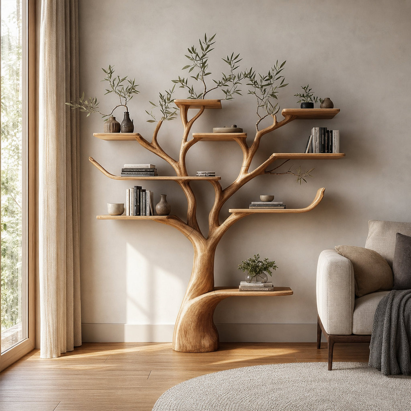 Walnut Tree Shelf Handmade Living Room Decor Gift