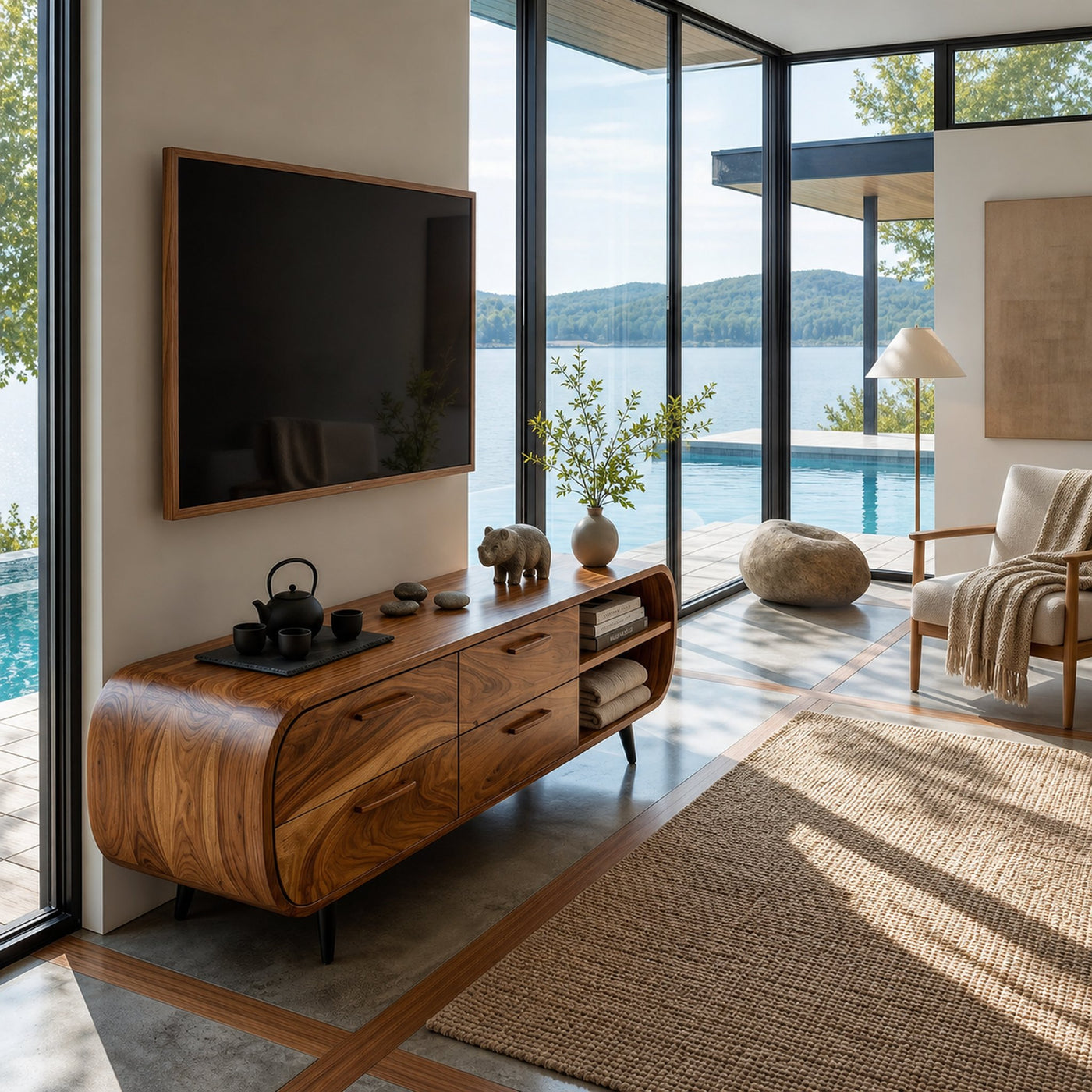 Warm Minimalist Wooden TV Console For Modern Luxury Interior - product view 6