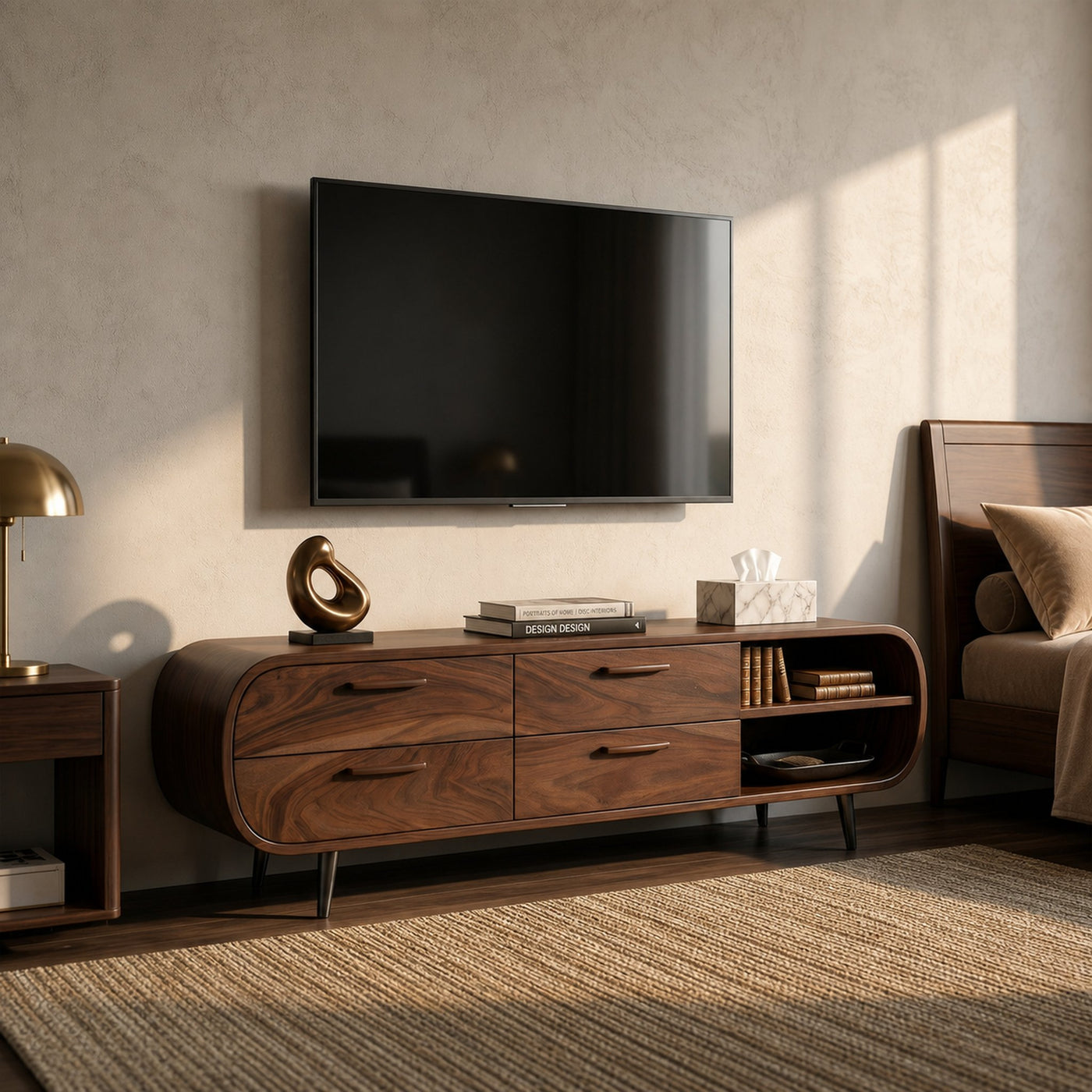 Warm Minimalist Wooden TV Console For Modern Luxury Interior - product view 7