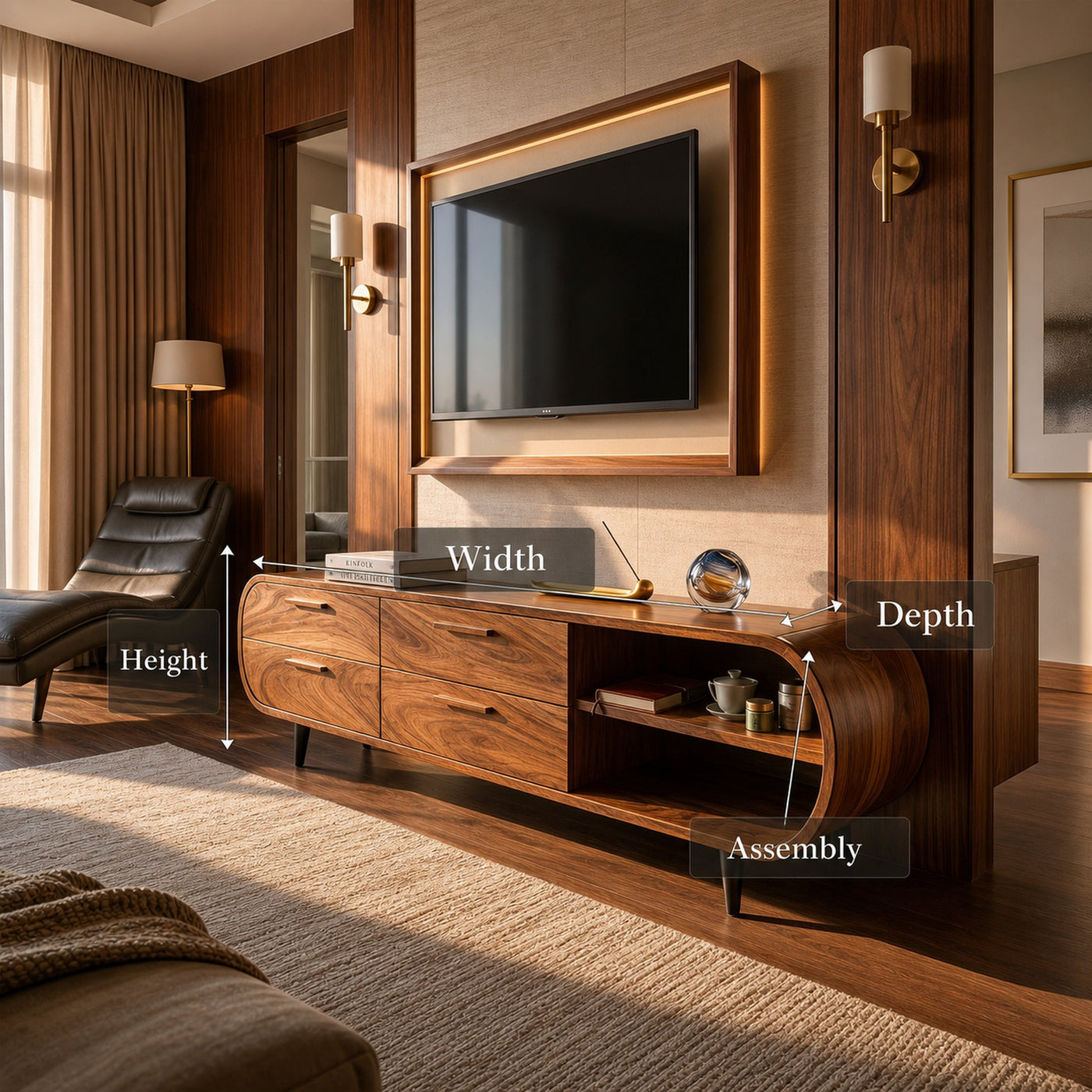 Warm Minimalist Wooden TV Console For Modern Luxury Interior - product view 8