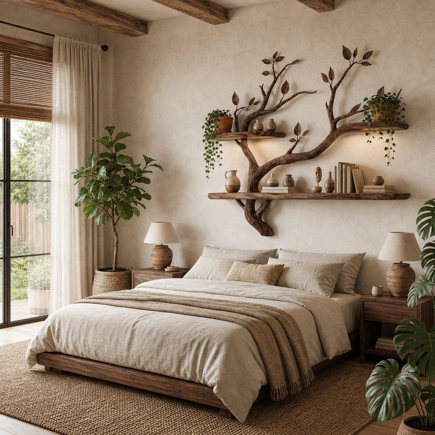 Wood Bookcase Branch Tree Shelf Decor Room - product view 4