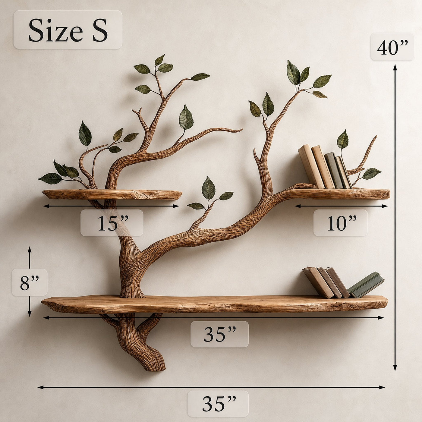 Wood Bookcase Branch Tree Shelf Decor Room - product view 7
