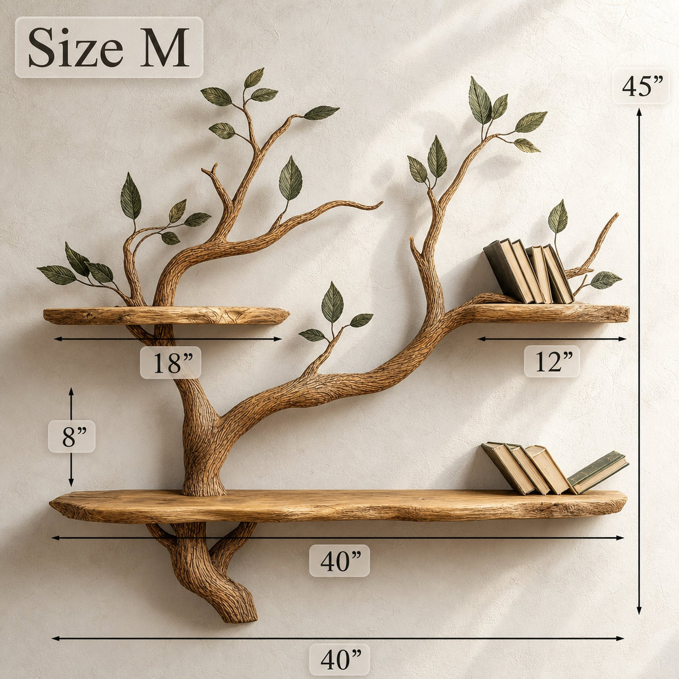 Wood Bookcase Branch Tree Shelf Decor Room - product view 8