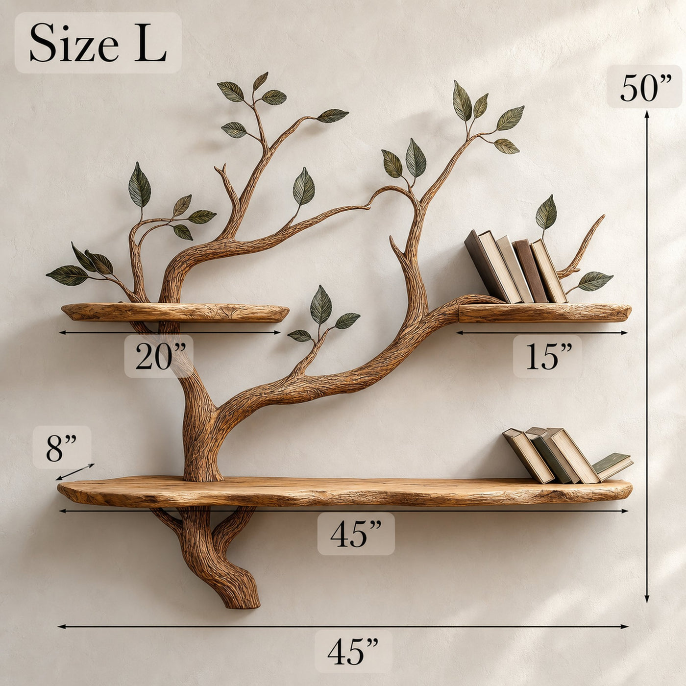 Wood Bookcase Branch Tree Shelf Decor Room - product view 9