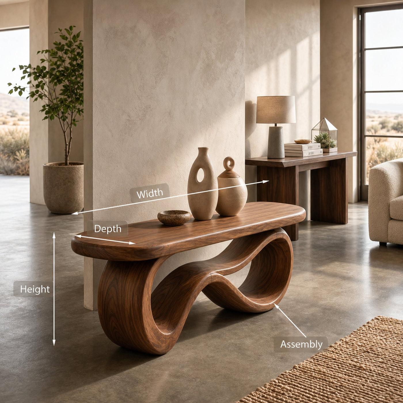 Wooden Bench With Curved Sculptural Base For Home Furniture - product view 8