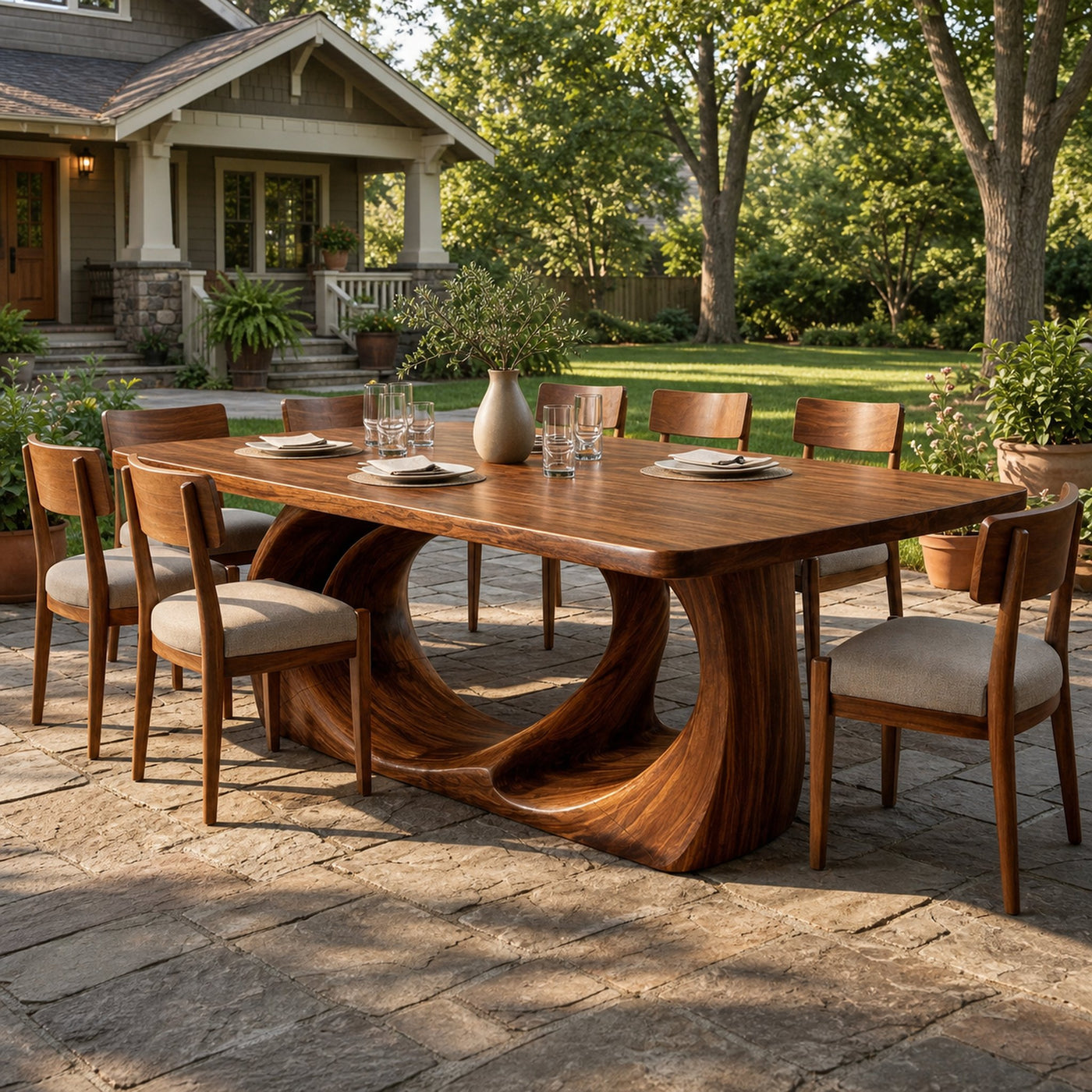 Wooden Dining Table With Artistic Base For Dining Room - product view 6