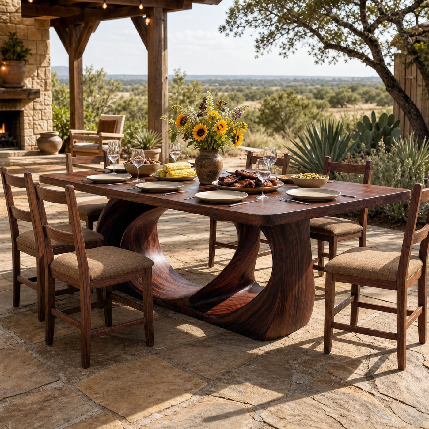 Wooden Dining Table With Artistic Base For Dining Room - product view 7
