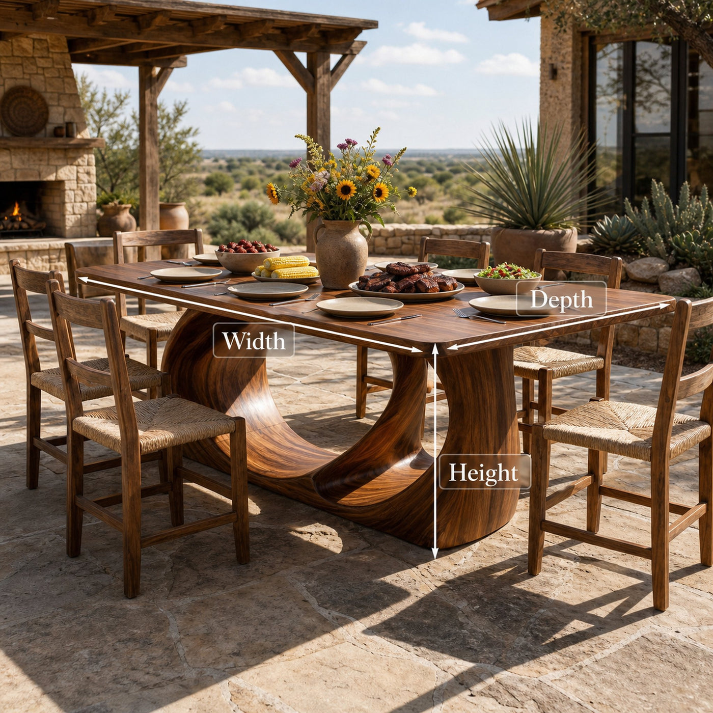 Wooden Dining Table With Artistic Base For Dining Room - product view 8