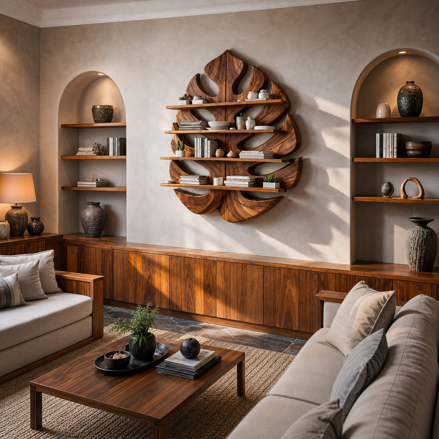 Wooden Leaf Bookshelf For Living Room Plant And Book Display - product view 6