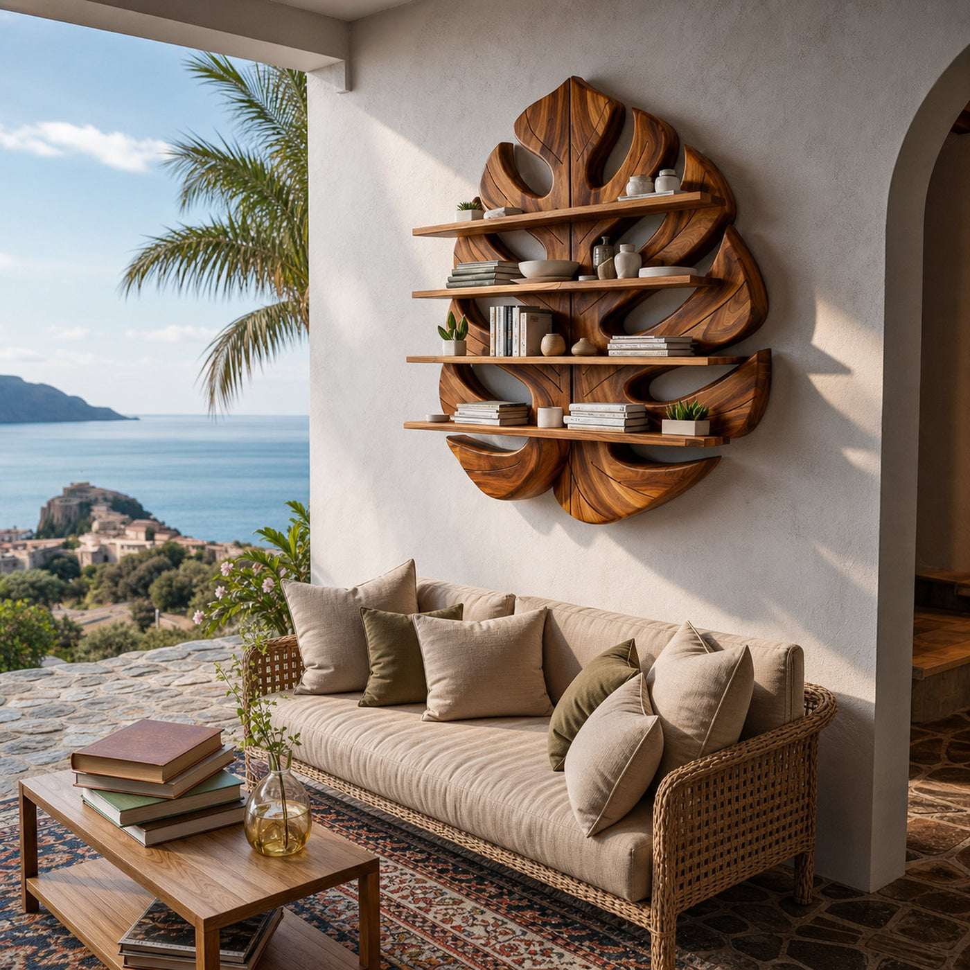 Wooden Leaf Bookshelf For Living Room Plant And Book Display - product view 7