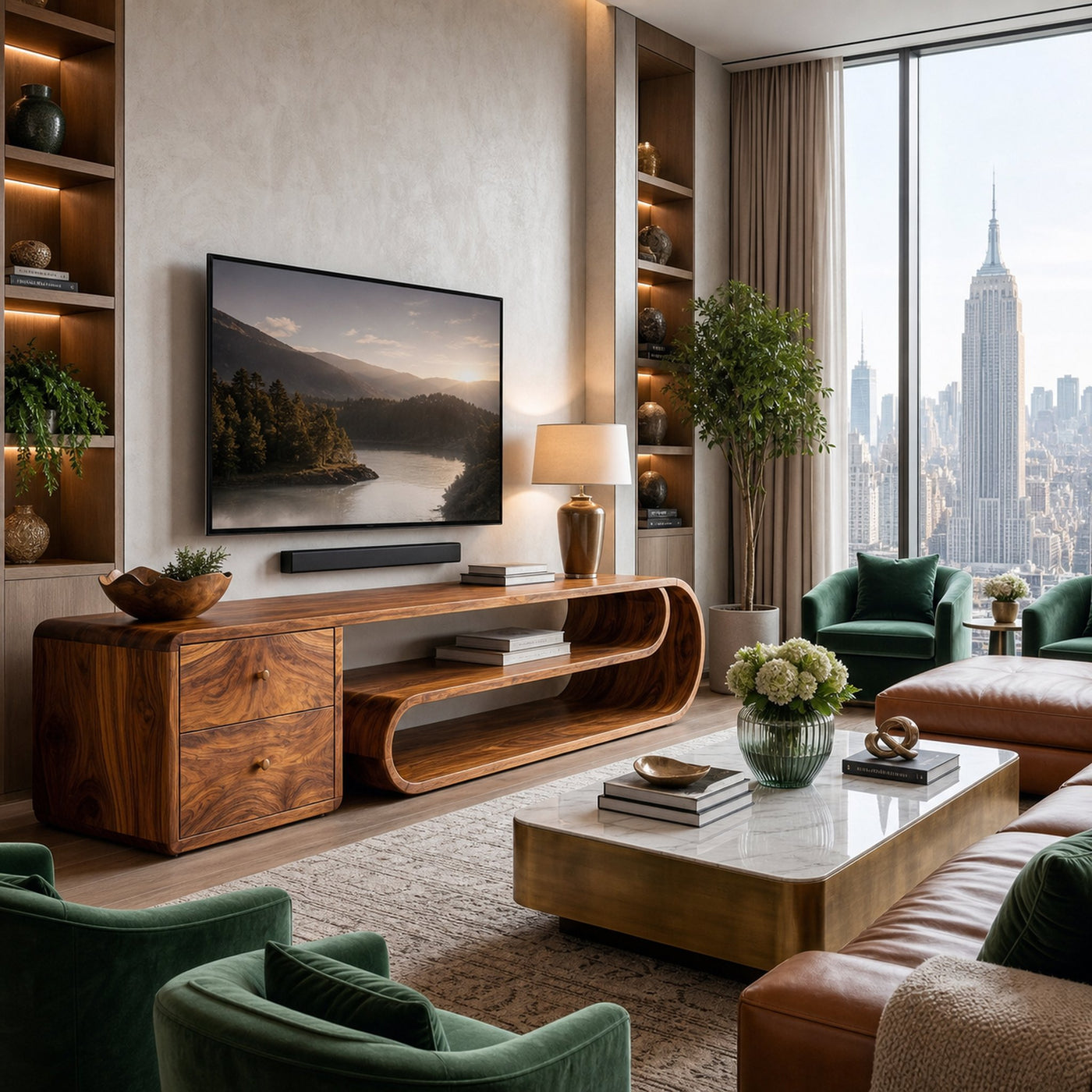 Wooden TV Console With Drawers For Living Room Setup - product view 6