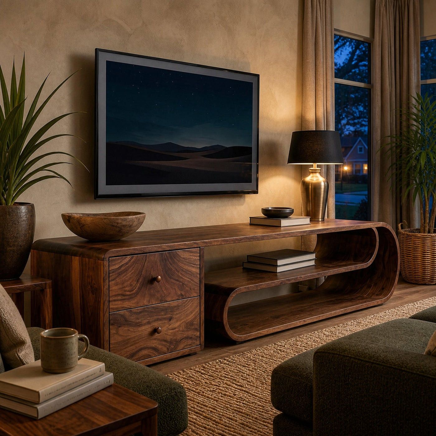 Wooden TV Console With Drawers For Living Room Setup - product view 7