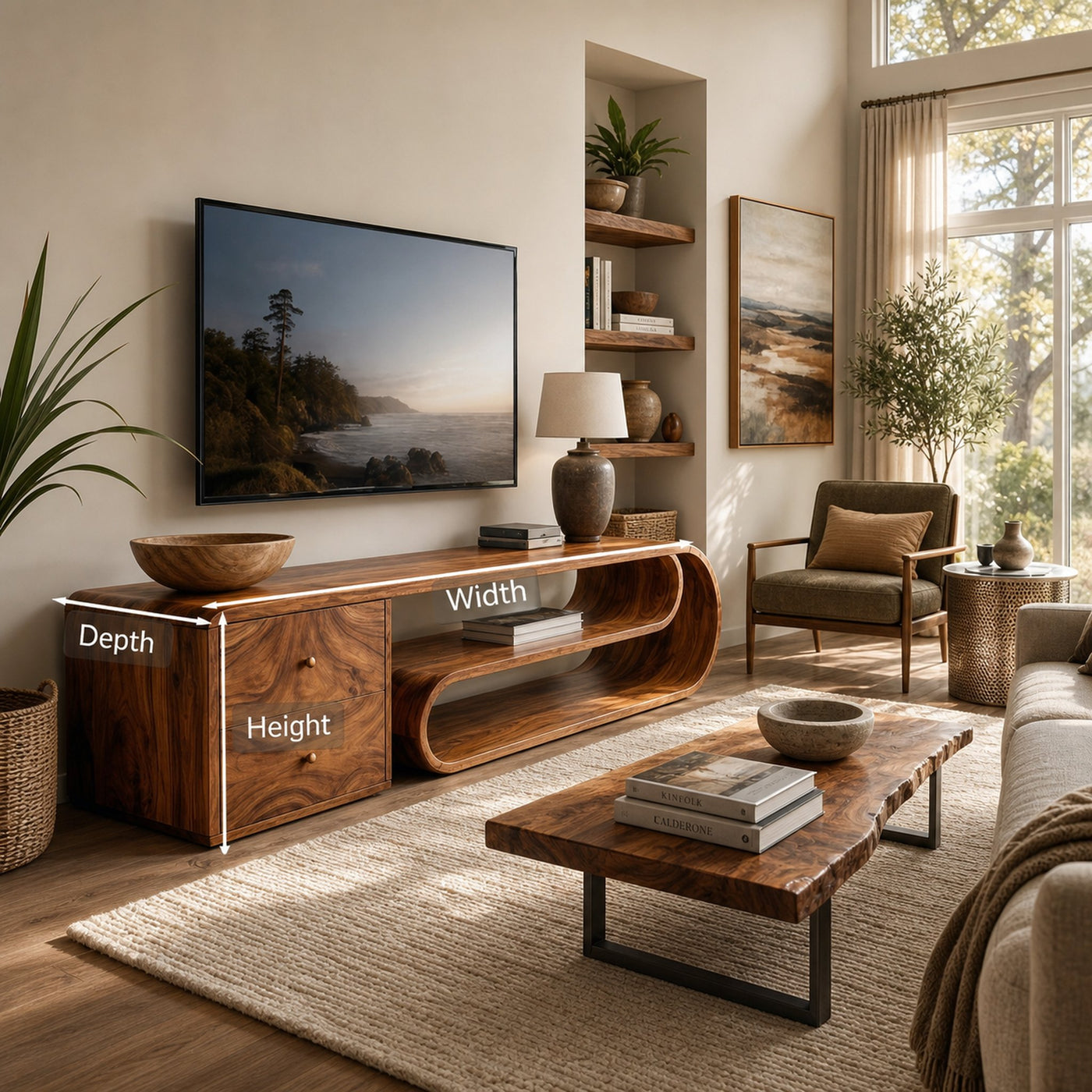 Wooden TV Console With Drawers For Living Room Setup - product view 8