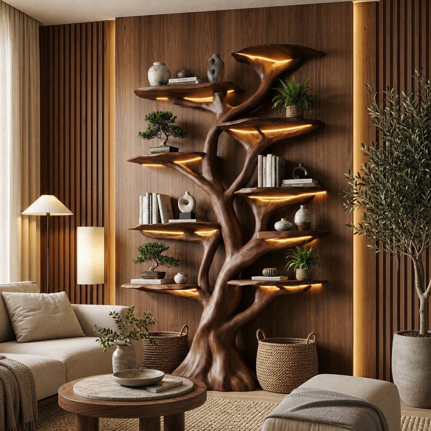 Wooden Tree Bookshelf Rustic Custom Display Gift - product view 3