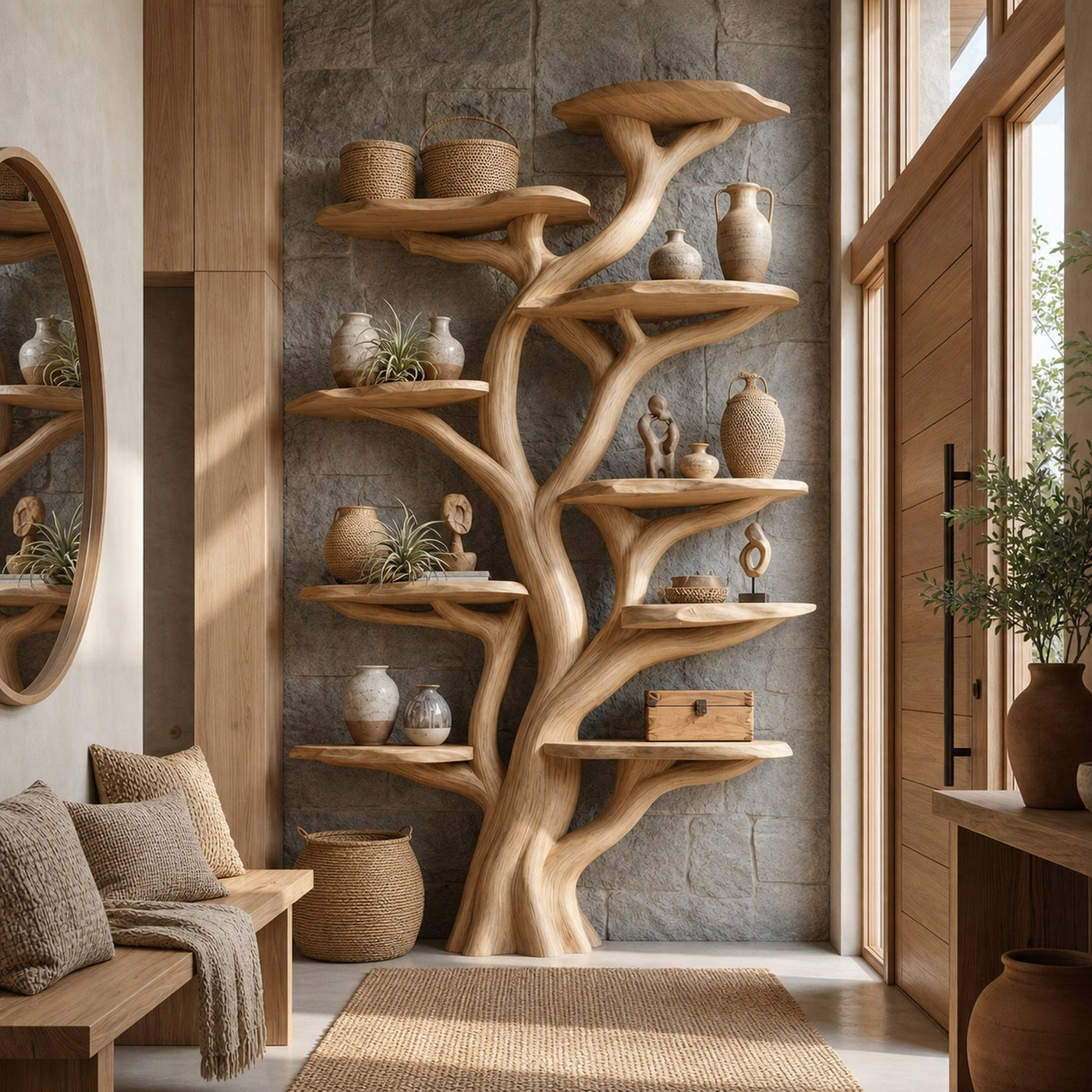 Wooden Tree Bookshelf Rustic Custom Display Gift - product view 4