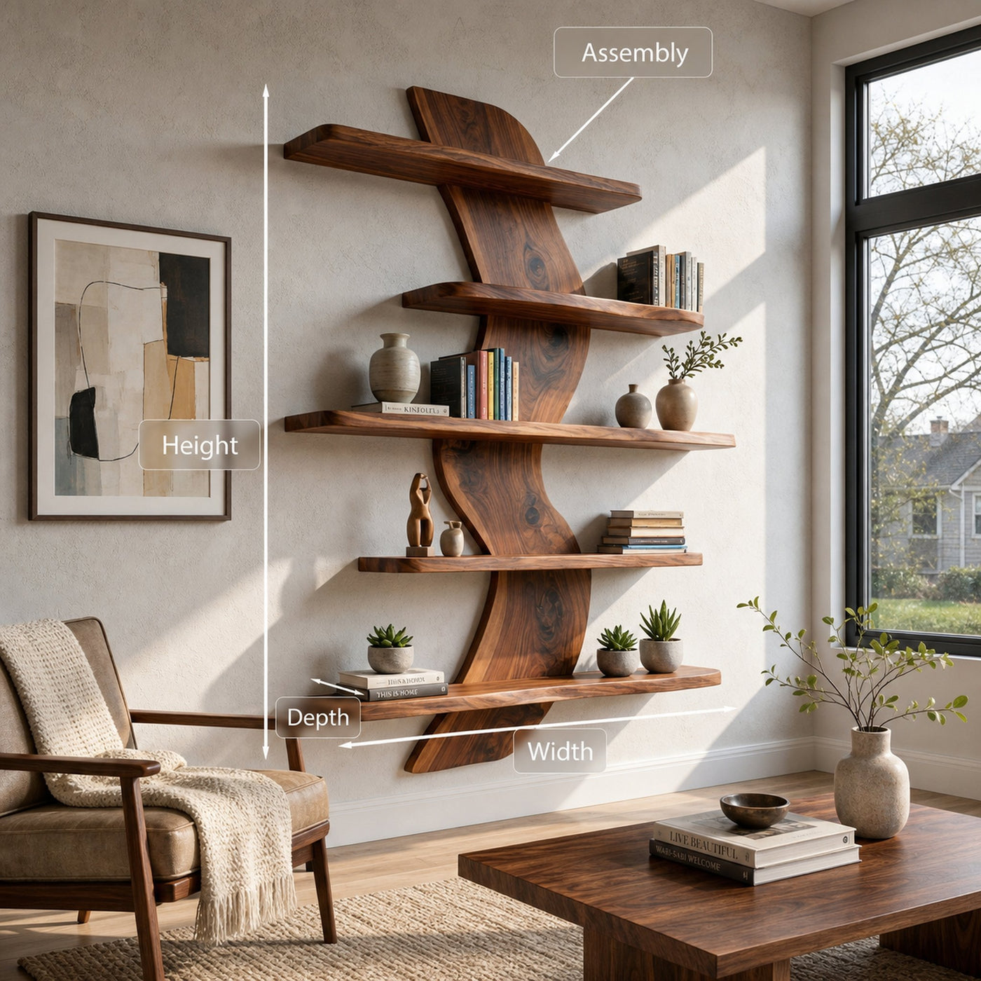 Sculptural Wall Mounted Bookshelf For Modern Living Room - product view 8