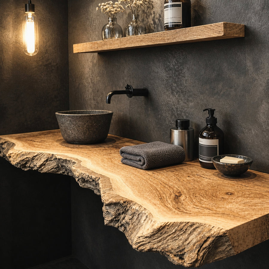 Bathroom Vanity Floating Shelf With Elegant Wooden Finish