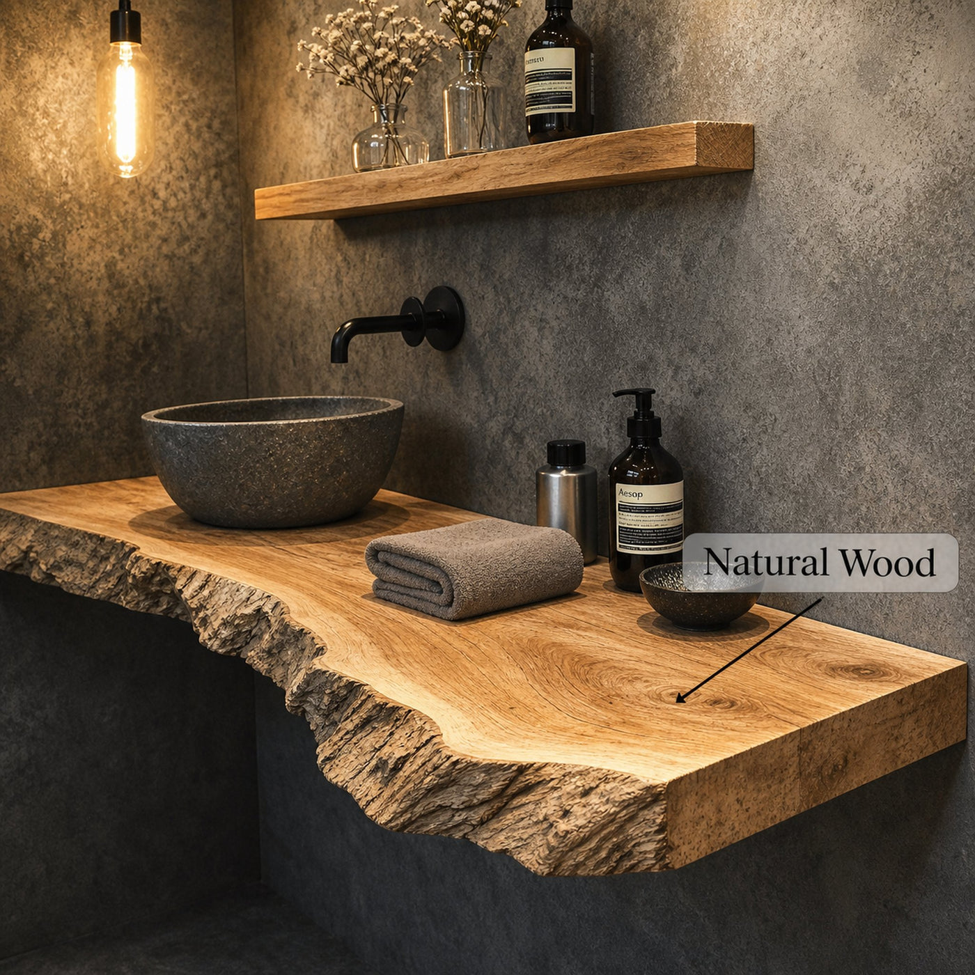 Bathroom Vanity Floating Shelf With Elegant Wooden Finish - product view 6