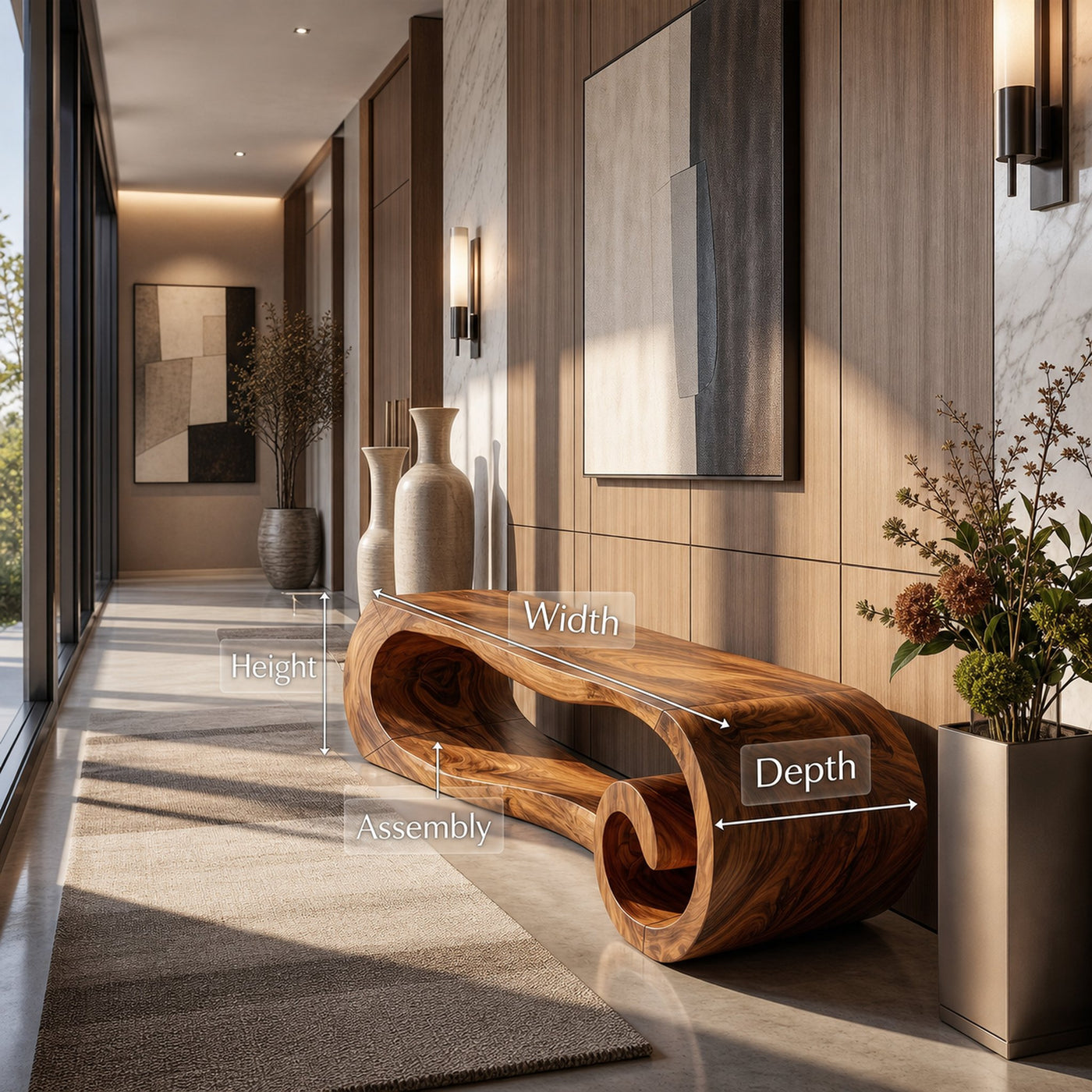 Contemporary Accent Bench For Hallway - product view 8