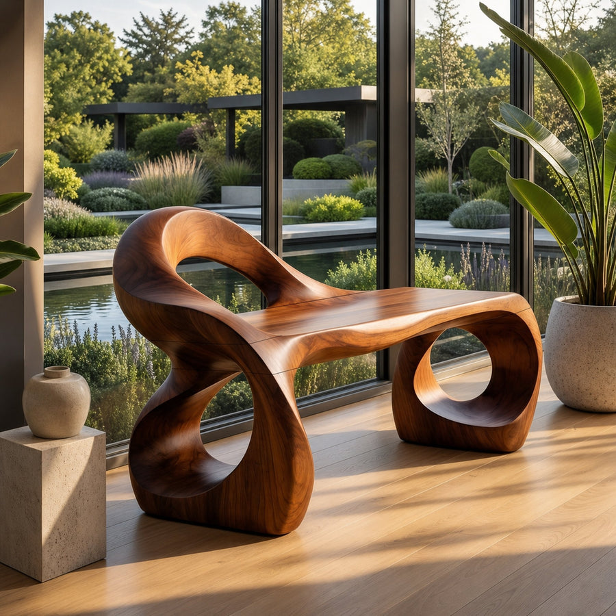 Contemporary Knot Form Bench For Hallway Interior Area