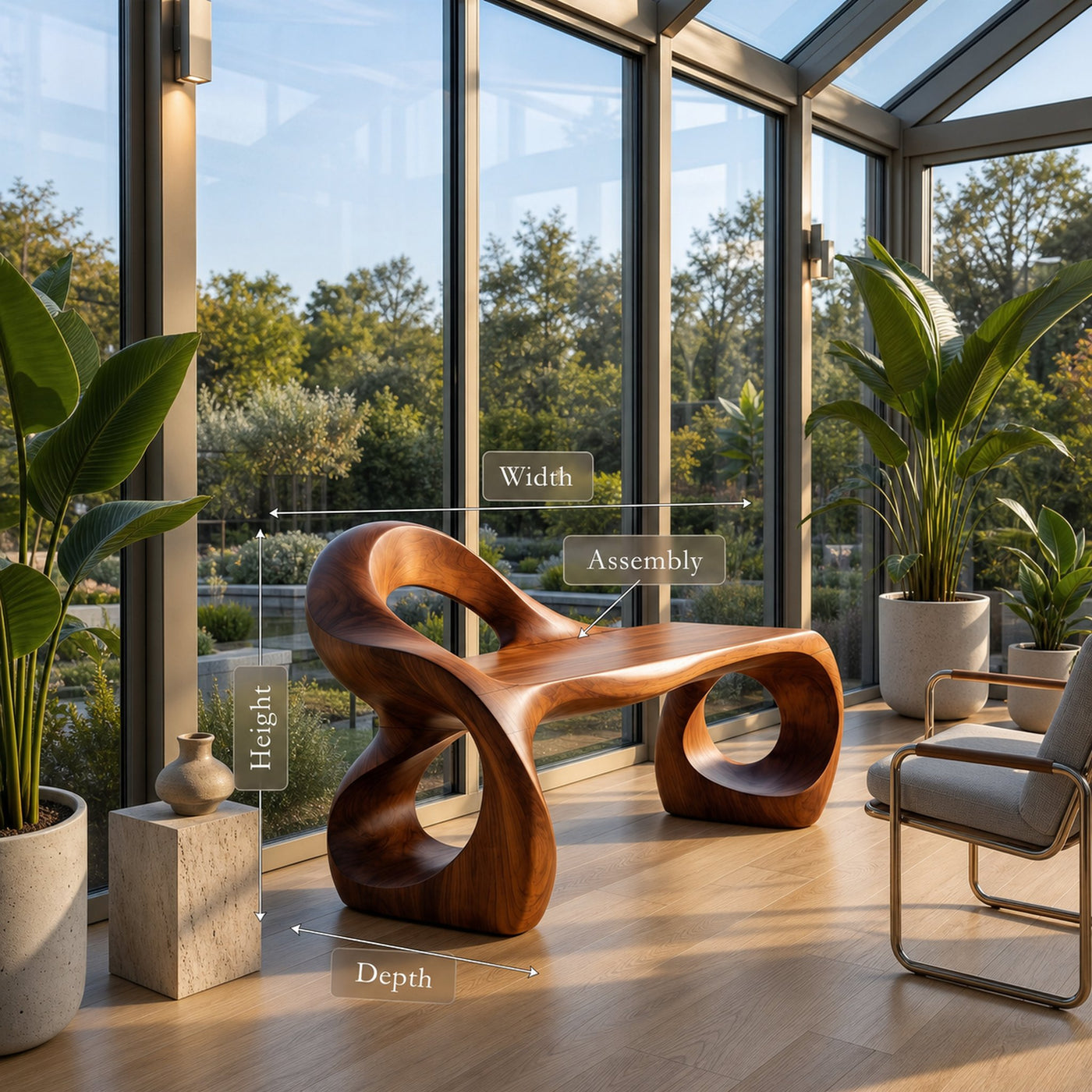 Contemporary Knot Form Bench For Hallway Interior Area - product view 8