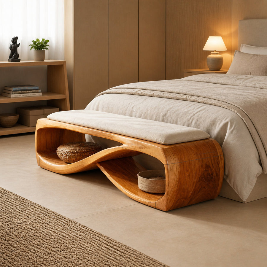 Contemporary Wooden Bench For Bedroom Furniture Decor