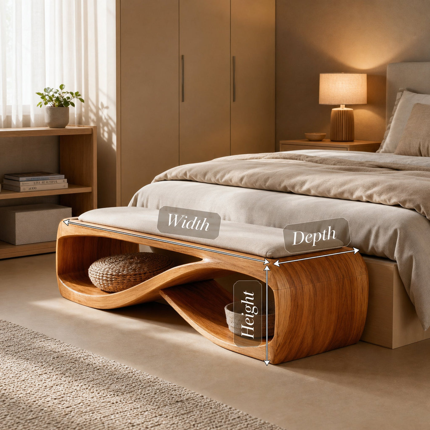 Contemporary Wooden Bench For Bedroom Furniture Decor - product view 7