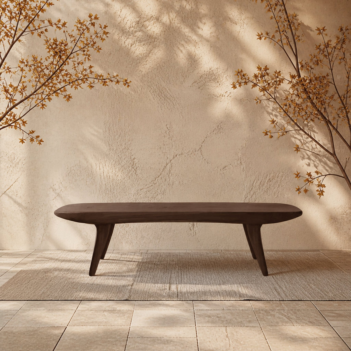 Curved Minimalist Organic Bench For Entryway Bedroom And Living Room - product view 7