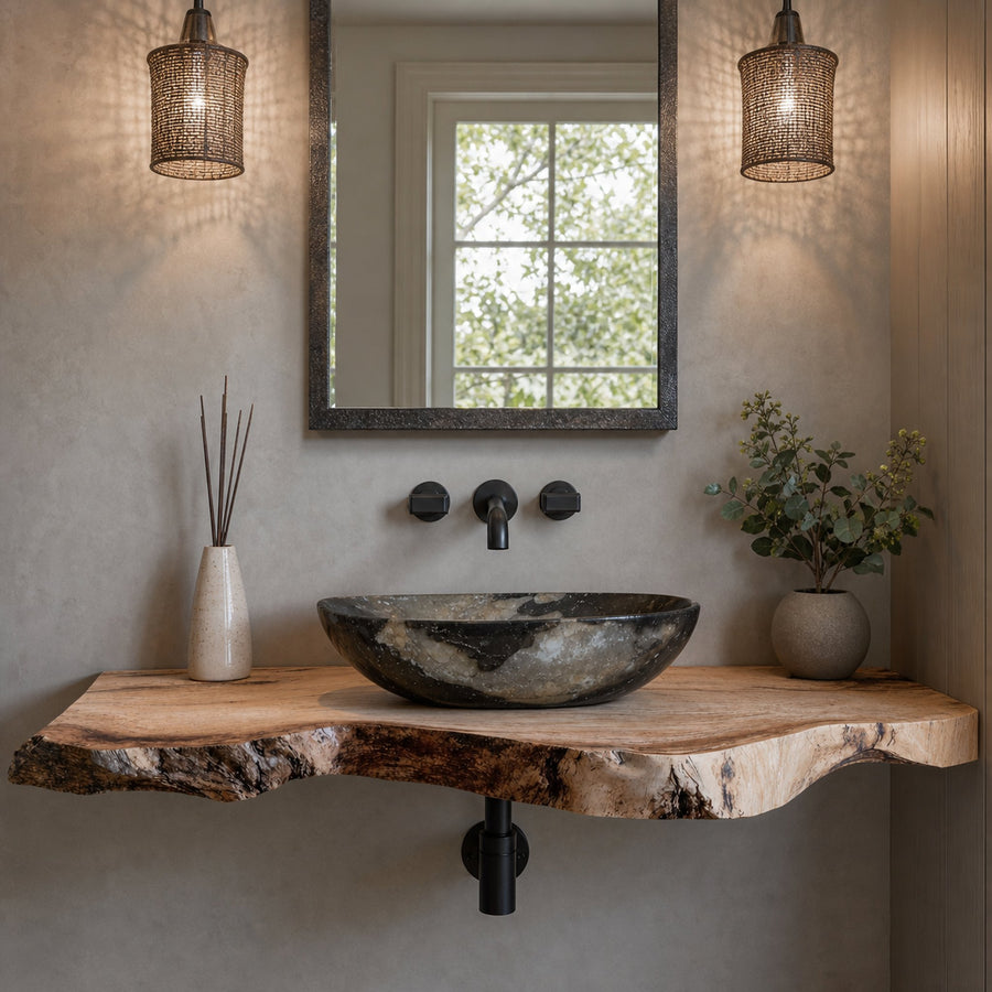 Custom Rustic Floating Bathroom Vanity Shelf With Rustic Charm