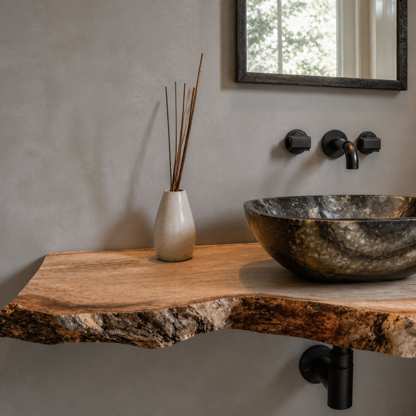 Custom Rustic Floating Bathroom Vanity Shelf With Rustic Charm - product view 3
