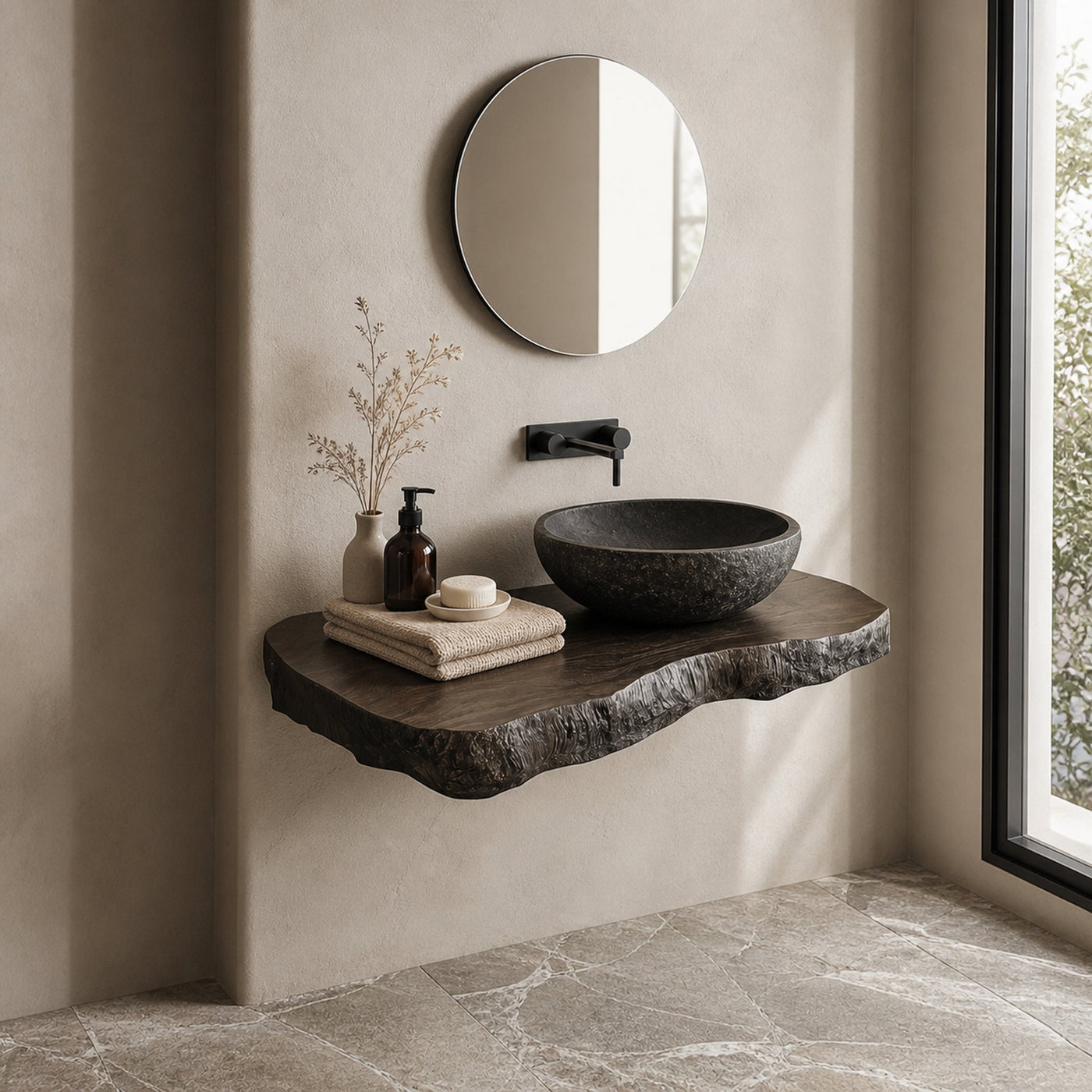 Custom Shelf Vanity Solid Wood Decor Home - product view 2