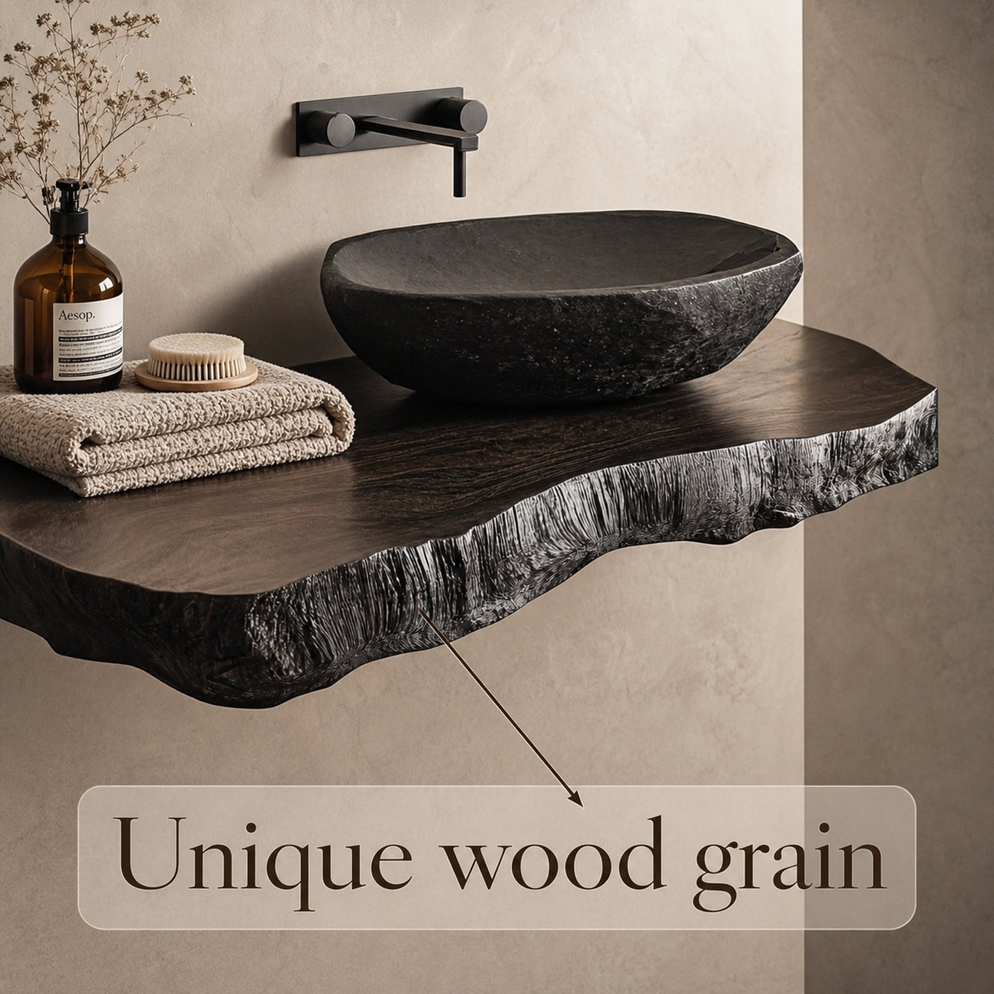 Custom Shelf Vanity Solid Wood Decor Home - product view 4