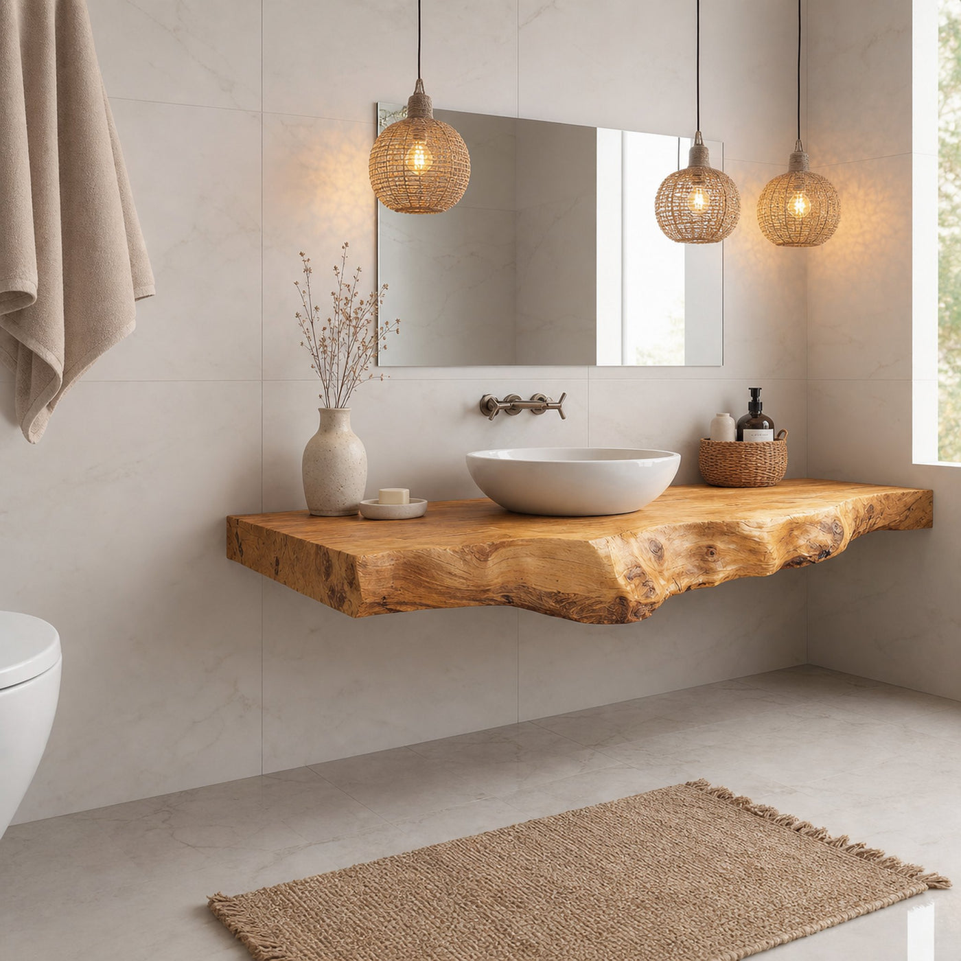 Farmhouse Floating Live Edge Vanity For Rustic Bathroom - product view 2