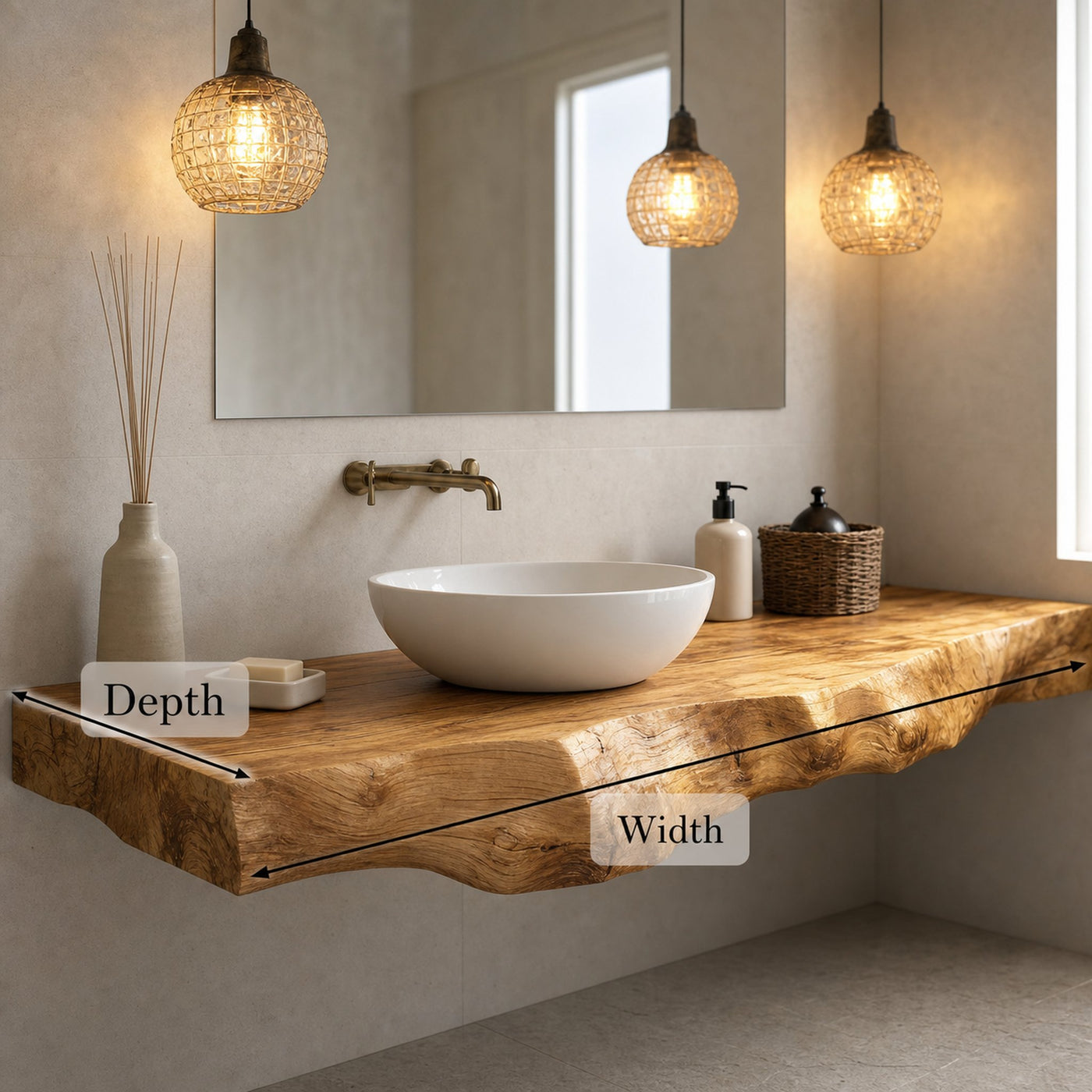 Farmhouse Floating Live Edge Vanity For Rustic Bathroom - product view 4