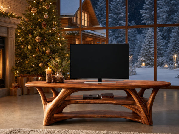 Farmhouse Live Edge Entryway TV Stand For Christmas Design