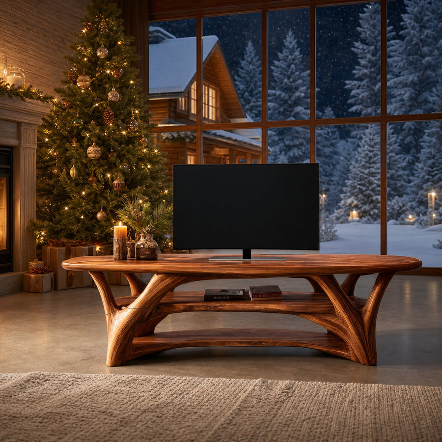 Farmhouse Live Edge Entryway TV Stand For Christmas Design