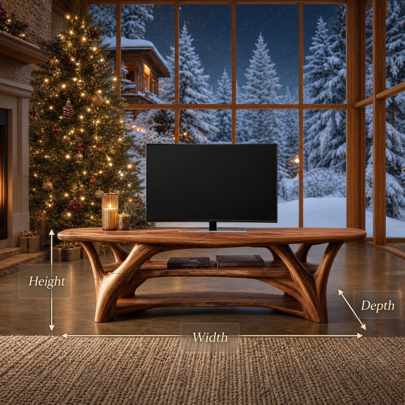 Farmhouse Live Edge Entryway TV Stand For Christmas Design - product view 8