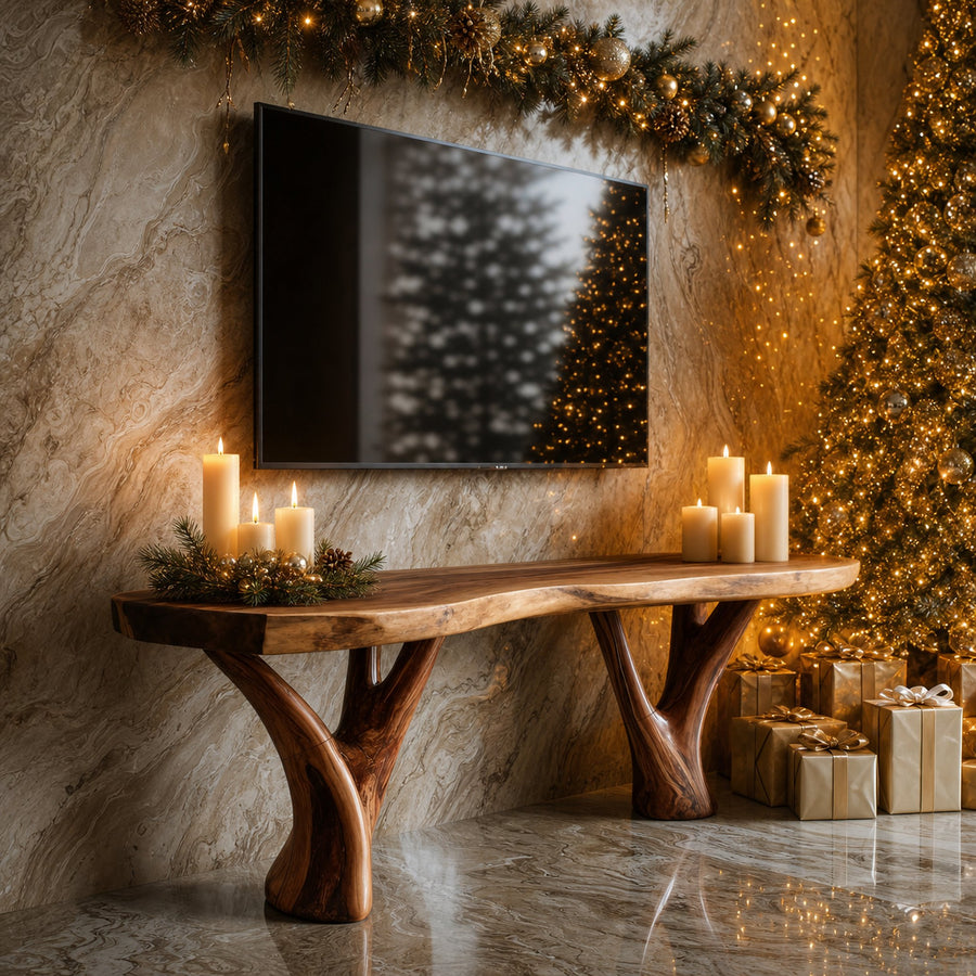 Farmhouse Live Edge Entryway TV Stand For Holiday Home Ideas