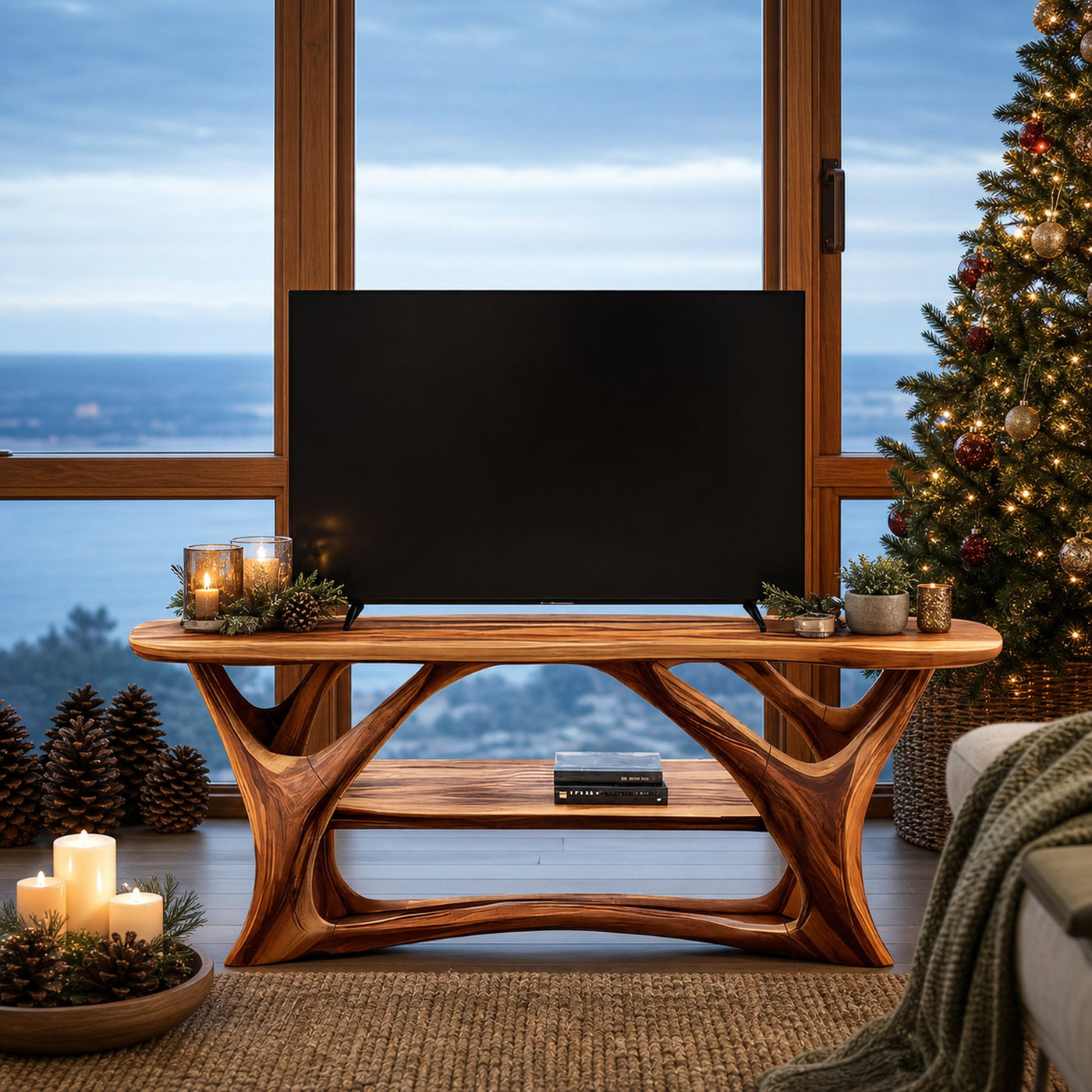 Farmhouse Live Edge TV Stand For Festive Living Room Decor - product view 6