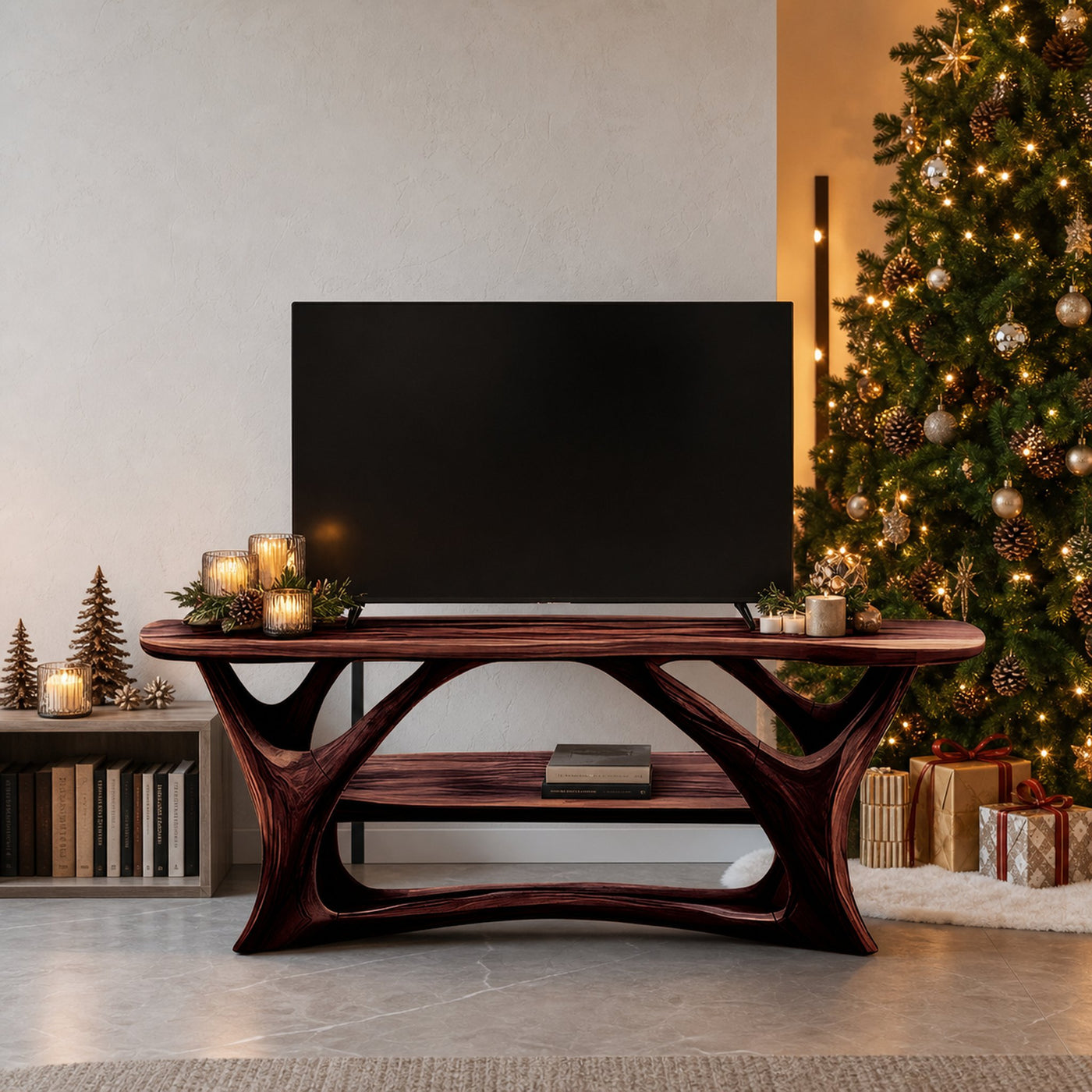 Farmhouse Live Edge TV Stand For Festive Living Room Decor - product view 7