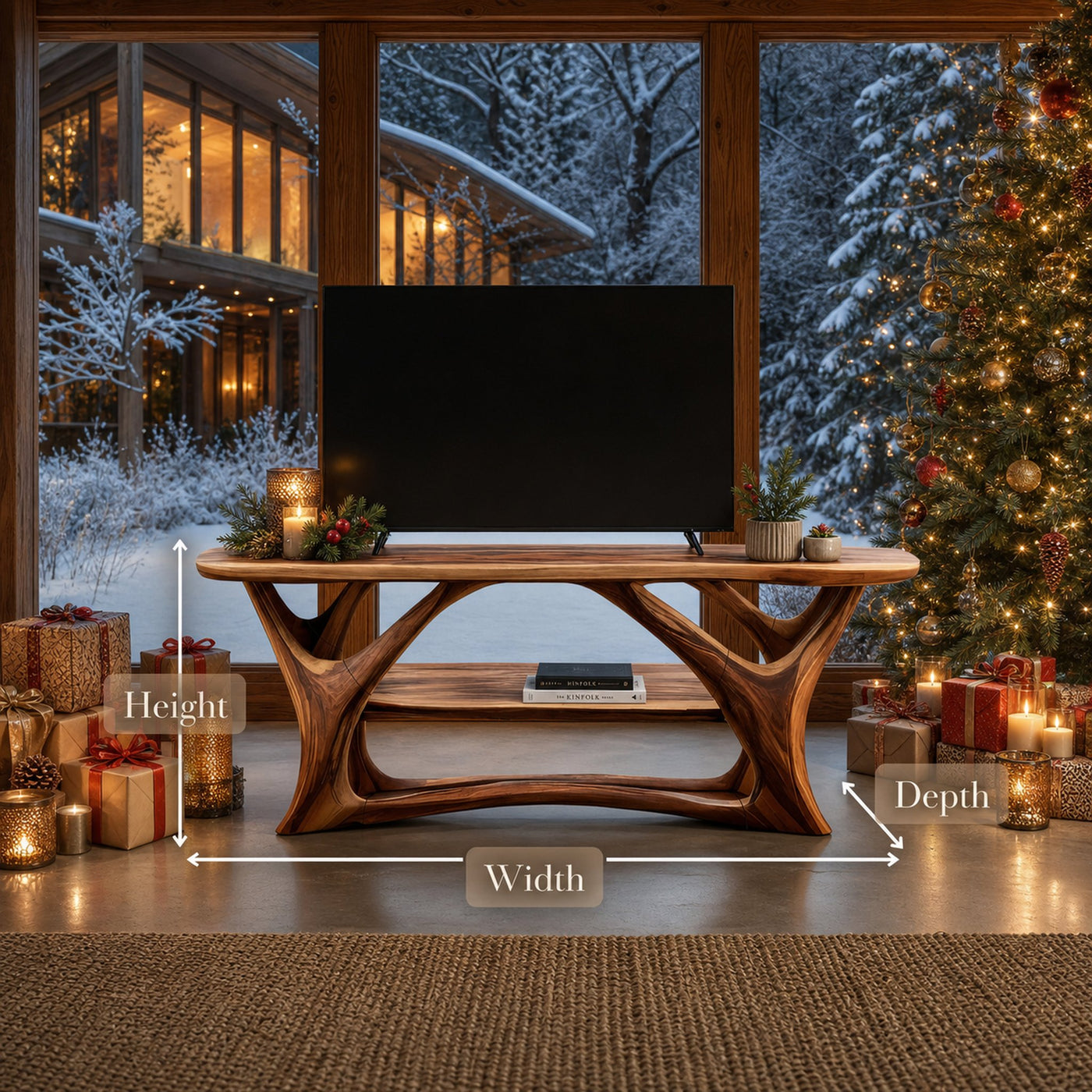 Farmhouse Live Edge TV Stand For Festive Living Room Decor - product view 8