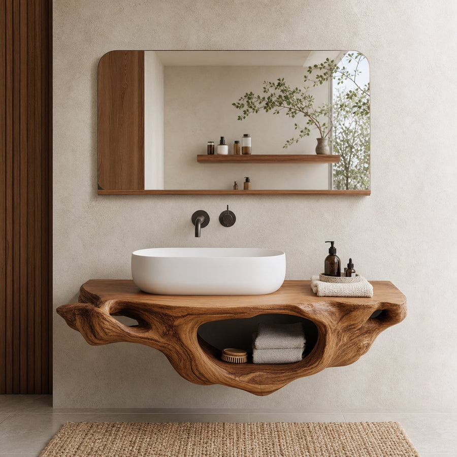 Farmhouse Live Edge Vanity For Bathroom Decor Ideas
