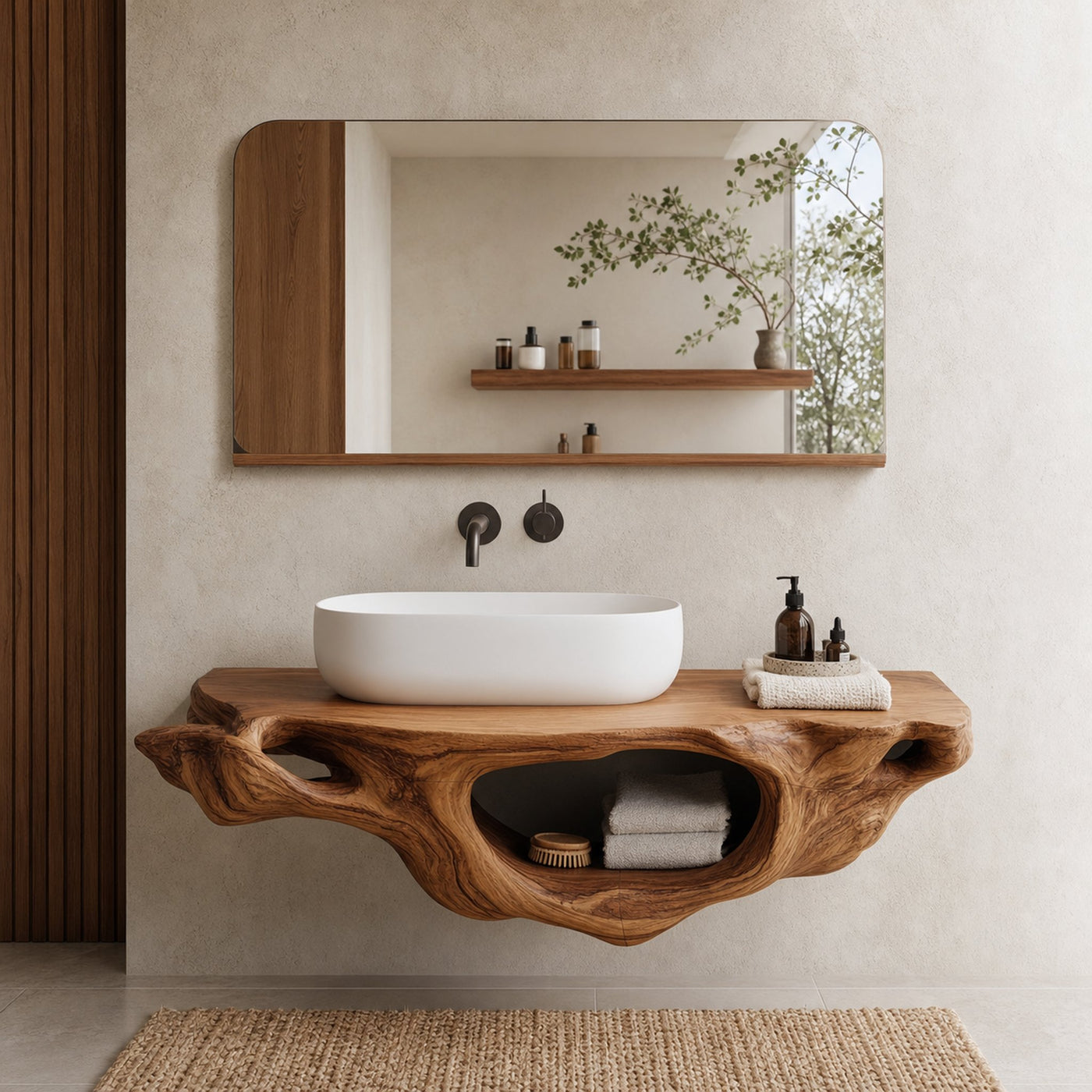 Farmhouse Live Edge Vanity For Bathroom Decor Ideas